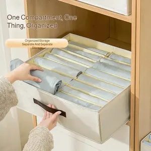 2pcs Closet Organizer Boxes, 16 Compartments, Portable Handles, Space-Saving Vertical Storage for Clothes, Jeans, T-Shirts, Shorts, Socks