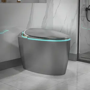 EP Exbrite Unique Smart Toilet with Bidet Built In, Intelligent One Piece Toilet For Modern Bathroom, Auto Open/Close Seat, Foot Sensor, LED Display,Night Light, Warm Water & Dryer,Grey