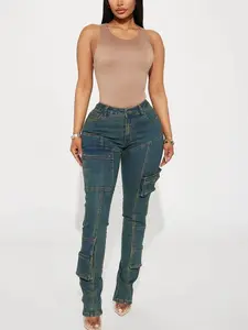 Good Form Cargo Slim Straight Leg Jeans - Dark Wash