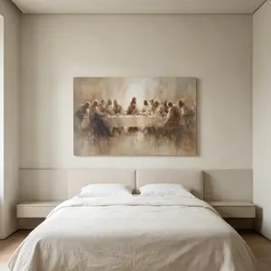 Minimalist The Last Supper Wall Mural Modern Christian Wall Decor, Wall Decoration, Canvas Print, Christian Gift