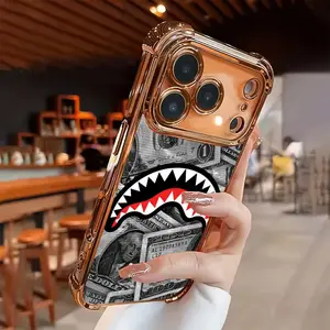The new shark bite-patterned four-corner airbag anti-drop protection phone case. This is a transparent, casual-style soft TPU protective case, specially designed for iPhone 17 Pro Max, 16, 15, 14, 13, 12, 11, Pro, Plus, Max, Air models. Simple yet shock-p