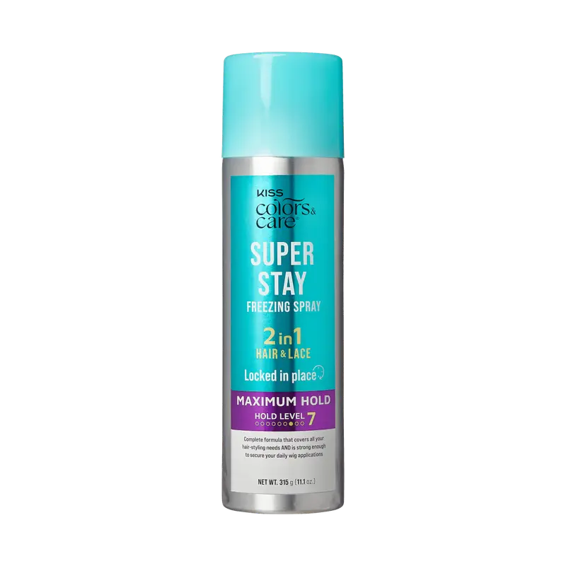 KISS Colors & Care Super Stay Freezing Spray - Maximum Hold, 11.1oz. - Daily Hair Styling, Safe on Skin & Hair, Easy Wash Out, Humidity & Sweat Proof