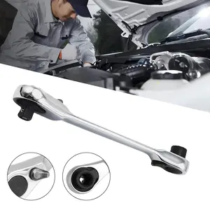 VAYWET Silver Ratchet Wrench 1/4 Inch Mini Double Headed 72 Tooth Drive Socket (Bits Not Included), Ratchet Set Rotator Practical Accessories Tool, Rotator 5 Degree for Screw Tightening & Loosening in Tight Spaces, Quick-release for Tight Place