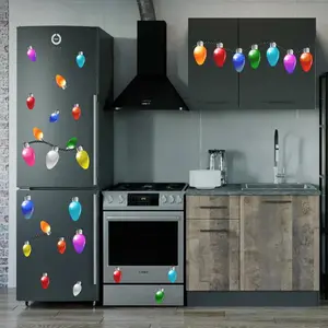 48 Pcs Christmas Car Reflective Bulbs Magnets Decorations, 30 Christmas Refrigerator Bulbs Light Shaped Magnets 18 Magnetic Wires for Xmas Holiday
