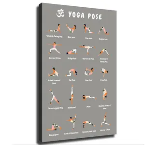 Yoga Poster - Beginners Perfect Workout Posters for Home Gym - Exercise Charts Incl Yoga Poses Stretching - 20 Printed Yoga Poses (16*24inch-Framed)
