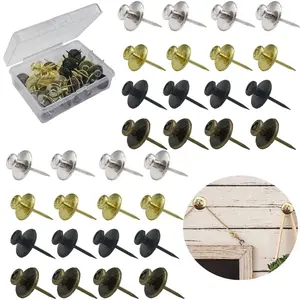 36 PCS Push Pins Picture Hanger Hooks, Double Headed Nails Push Pin Thumbtacks for Wall Hangings Picture, Decorative Small Hook Pins for Drywall Cork Board Home Office Photo Decorations