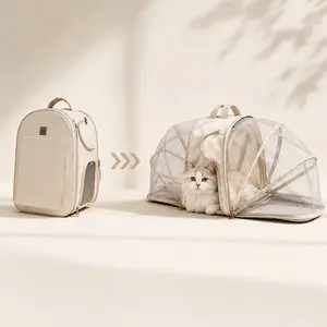 Expandable Pet Carrier Backpack for Cats & Small Dogs, Airline Approved Foldable Cat Backpack with Breathable Mesh & Large Space Travel Carrier