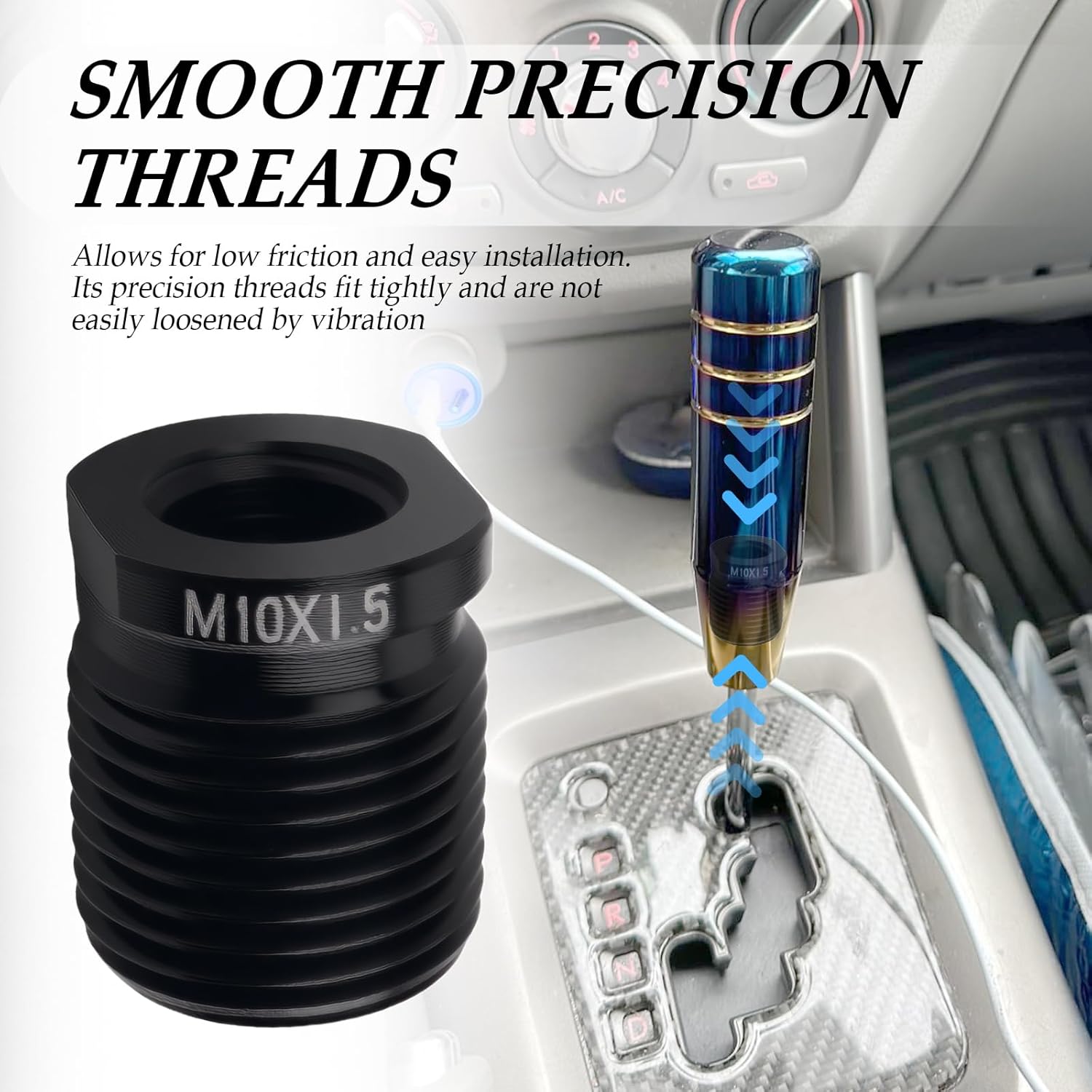 5PCS Shift Knob Adapter,Aluminum Alloy Shifter Knobs Thread Adapter for Connecting Shifts Knobs with Shifts Stick,Stick Shift Knob Adapters ID M8×1.25,M10×1.25,M10×1.5,M12,M14