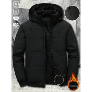 Men’s Autumn–Winter waterproof, windproof, warm jacket with plush lining and hat; business casual fit; suitable for outdoor sports; ideal as a gift