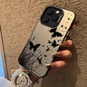 Case for iPhone 17 Pro Max 16 Plus 15 14 13 12 11 Air E Flower Bush Butterfly Matte Shockproof Anti-Scratch Stylish Smartphone Cover