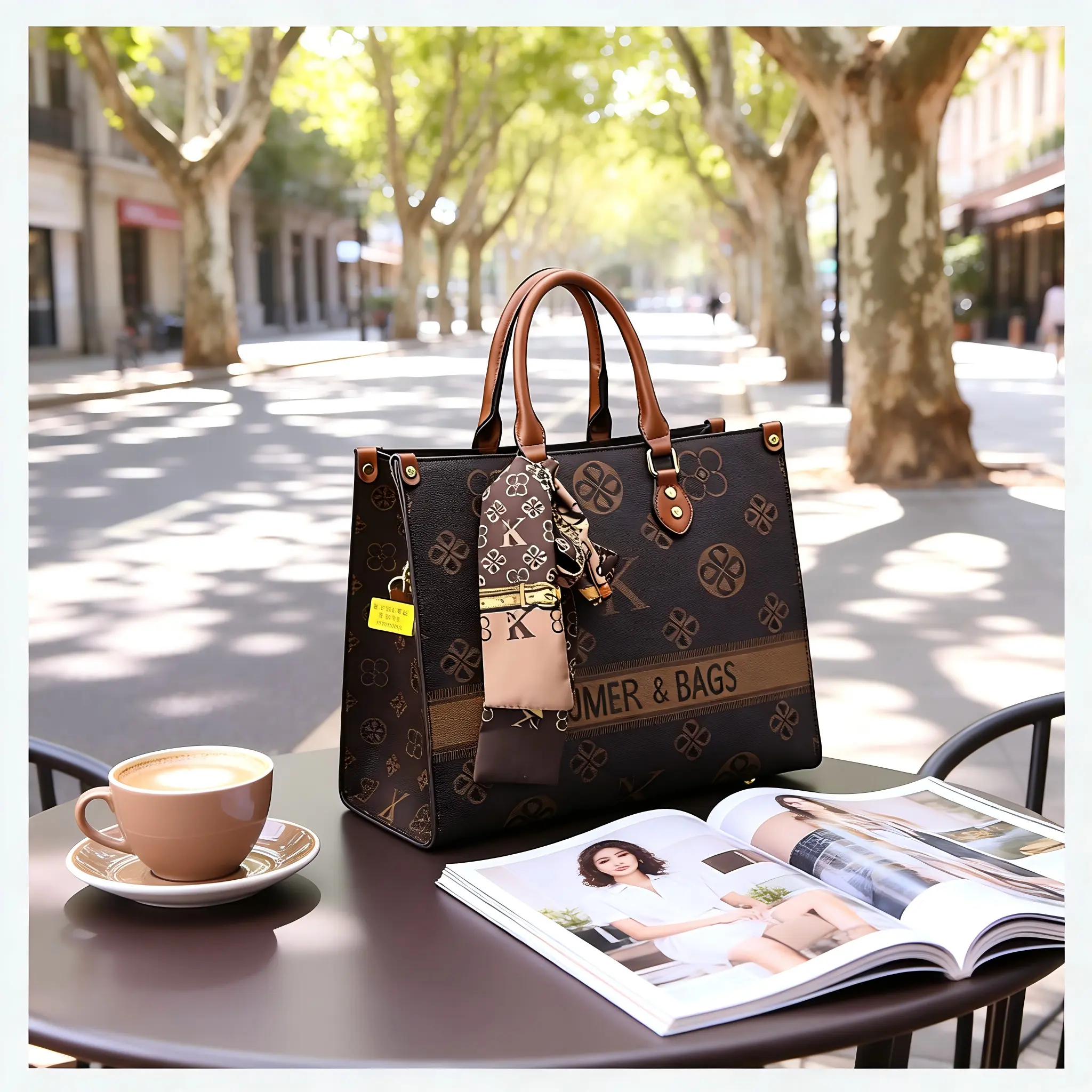 New style genuine leather women's handbag high-end one-shoulder cross-body Tote bag