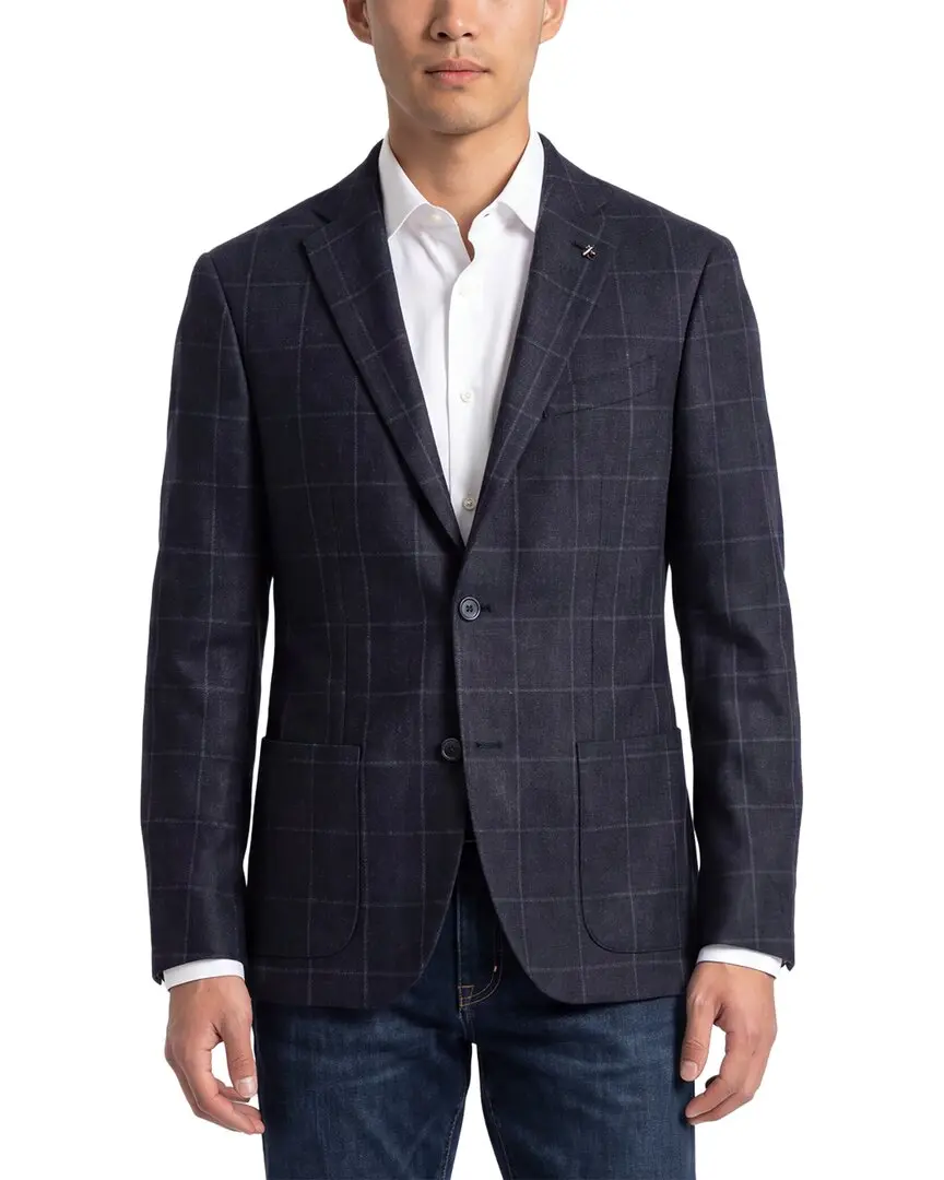 Corneliani CC Collection Wool & Cashmere-Blend Windowpane Blazer