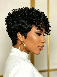 8 Inches Pixie Cut Wigs for Women, Short Layered Human Hair Wigs with Bangs, Natural, Straight Style, Perfect for Everyday Use