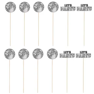 3 1/2" – 5" Sweet 16 Party Disco Ball Let’s Party Centerpiece Sticks - 12 Pc.