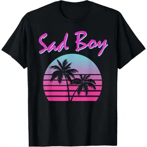 100% Cotton Aesthetic Vaporwave T-Shirt Retro 90s 80s Sad Boy Shirt T-Shirt