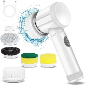 Spin Scrubber - Shower Scrubber, Bathroom Scrubber for Cleaning Bathtubs, Floors, Tiles, Windows, Sinks, Kitchen with 5 Scrubbing Heads