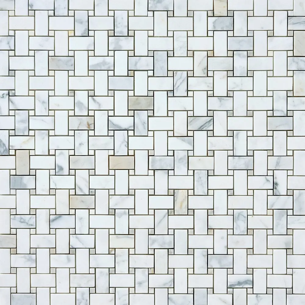 Calacatta Gold  Basketweave 1x2 Polished/Honed Marble Mosaic Tile