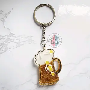 Beer Mug Shaker Keychain, Craft Beer Keychain, Shaker keyring, Glitter Acrylic Keychain, Birthday Gift for Her, Christmas Gift for craft beer lover