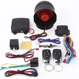 Black Universal Car Alarm Security System Anti-Theft Burglar Alarm Keyless Entry System with 2 Remote Controls Car Horn Siren