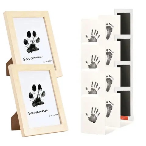 Memorial Keepsake 4-Pcs Paw Print Kit - Pet Paw Ink Pad for Dogs & Cats | Mess-Free Clean Touch Imprint for Home Use | Perfect Gift for Pet Owners with 2 Photo Frames Pet Memory Set Nose & Paw Print Cards
