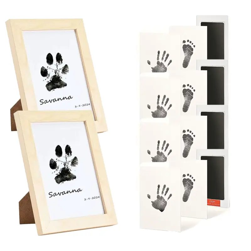 Memorial Keepsake 4-Pcs Paw Print Kit - Pet Paw Ink Pad for Dogs & Cats | Mess-Free Clean Touch Imprint for Home Use | Perfect Gift for Pet Owners with 2 Photo Frames Pet Memory Set Nose & Paw Print Cards