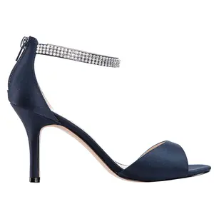 Nina Womens Volanda Rhinestone Ankle Strap Evening Dress Sandals High Heel 3" & Up - Blue