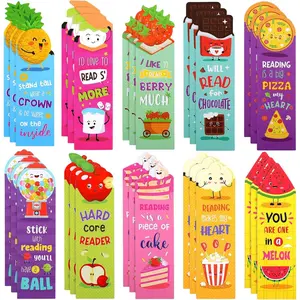30 Pieces Scratch and Sniff Scented Bookmarks Kids Fruit Food Theme Cute Assorted Scented Gifts for Students Teens Food Lovers, 10 Styles