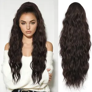 LEEONS 26 inch Drawstring Ponytail Extension Curly Long Wavy Synthetic Hairpiece for Women Daily Use Easy Application & Removal