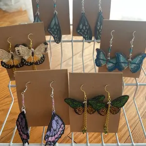 Embroidered Earrings colorful earrings fun jewelry made by me