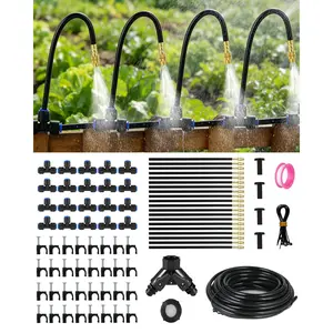 130FT Drip Irrigation System for Garden: 20 Nozzles 1/4" PE Tubing Automatic Watering Kit Adjustable Misting Sprinkler Mister Hose for Water  Tape Raised Beds Lawn Outdoor Yard Greenhouse