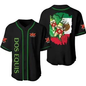 Trendy Dos Equis X Mexico Flag Beer Baseball Jersey, Mexico Flag Shirt, Party Sportswear Gift for Beer Lovers
