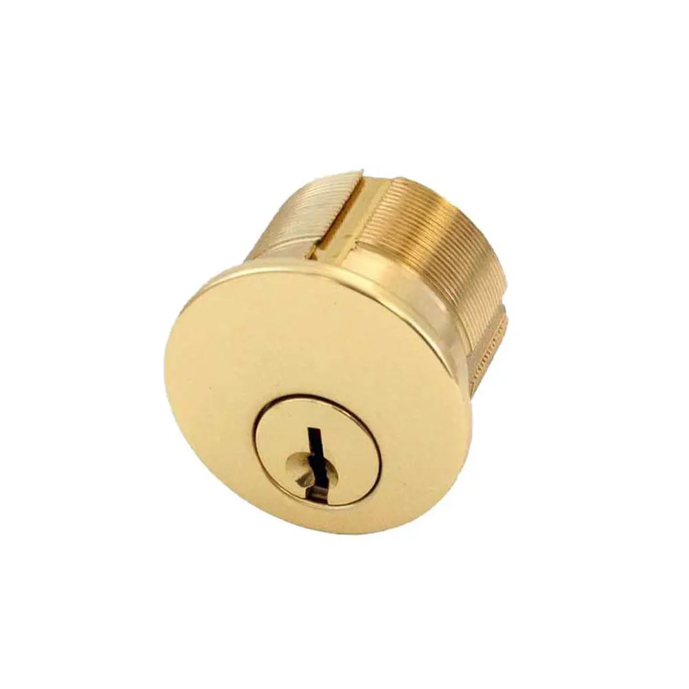 Door Security Lock with 1" 5-Pin Mortise Cylinder, US3 Polished Brass Finish, Schlage SC Compatible Door Hardware