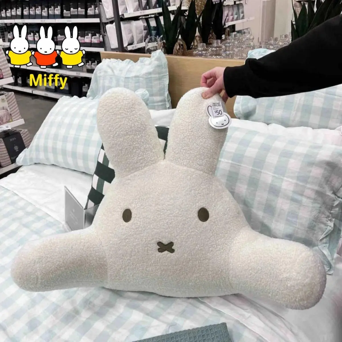 Kawaii Miffy Sofa Throw Pillow Cute Miffy Rabbit Bedside Cushion Dorm Bedhead Cushion Soothing Plush Doll Sofa Throw Pillow
