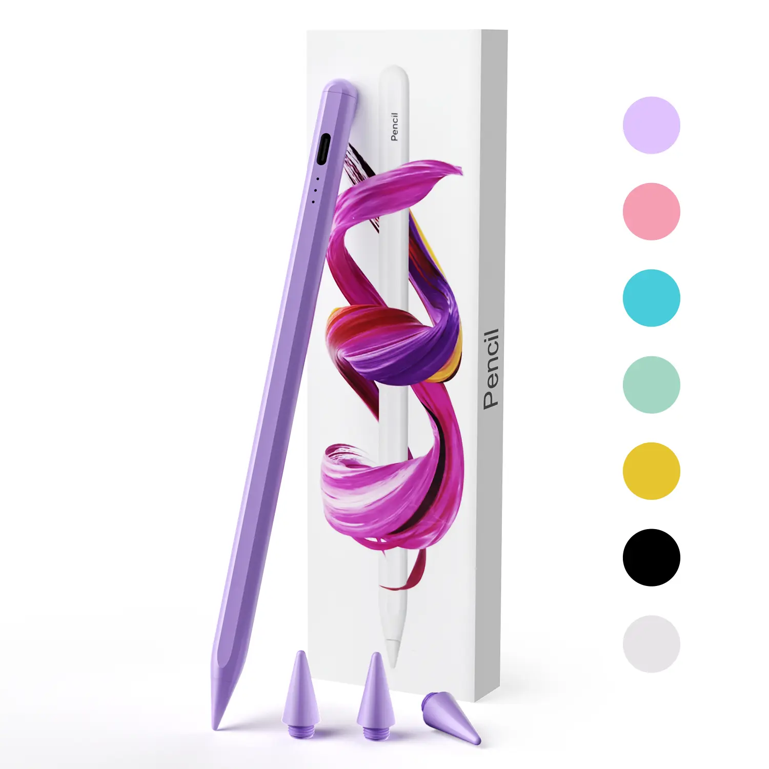 Active Stylus Pen for iPad 2018-2025, Palm Rejection Digital Pencil with USB-C Fast Charging, Compatible with iPad Pro, iPad Air, iPad Mini & iPad 6/7/8/9/10 Gen for Writing and Drawing