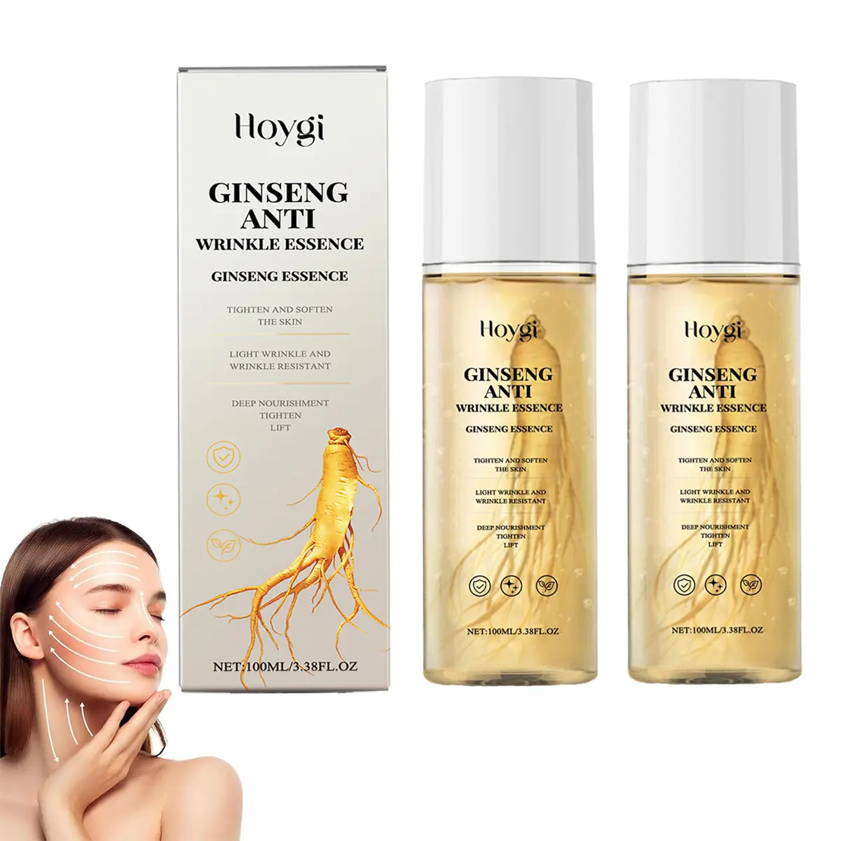 HOYGI Natural Himalayan Wild Ginseng Anti-Aging Essence Water (100ML/3.38FL.OZ) - Gentle Hydrating Moisturizer Serum, Contours Skin, Boosts Radiance, Safe for Sensitive & All Skin Types