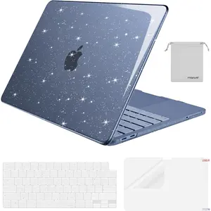 MOSISO Sparkly Glitter Case Compatible with MacBook Neo Case 13 inch 2026 Release Model A3404 with A18 Pro Chip, Crack-Resistant Protective Hard Shell Case&Keyboard Cover&ScreenFilm&Pouch, Indigo