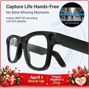 iVision6 AI Smart Glasses – 8MP Camera, Electronic Video Stabilization, AI Object Recognition, Translation for Selected Languages, Built-in Audio, Long Battery, Hands-Free Wearable for Travel, Outdoor & Daily Use