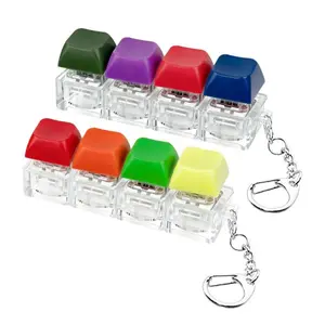 2 Pack Keyboard Fidget Toy Keychain – 4-in-1 Clicker Button Fidget, Mini Mechanical Keyboard Stress Relief Toy, Anxiety Sensory Easter Gift for Kids & Adults