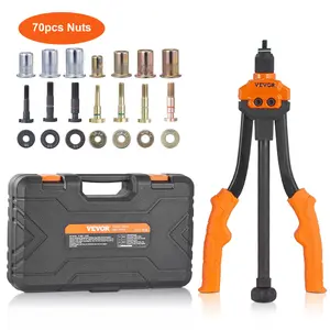 VEVOR Rivet Nut Tool, 14" Rivnut Tool Kit with 7 PCS Metric and SAE Mandrels, 70 PCS Assorted Rivet Nuts, 10-24, 1/4-20, M6, 5/16-18, M8, 3/8-16, M10, Rivet Nut Kit With Rugged Carrying Case,summervibes