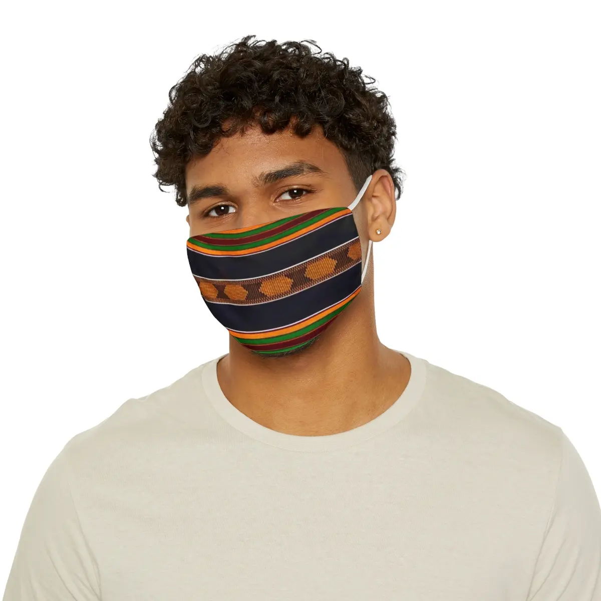 African Kente Print Face Mask / Brown (Adult Unisex)