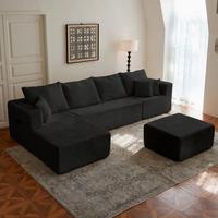 black + ottoman + 7 pillows