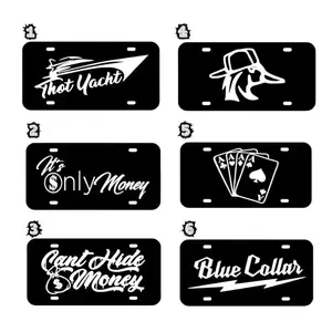 Blue Collar and Lifestyle License Plate Collection, Thot Yacht Money Quote Aluminum Vanity Tags, Funny Auto Accessories