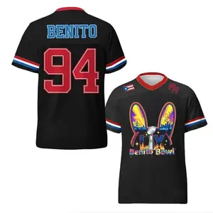 Custom Football Jersey Men Personalized Name Number V Neck Sports Shirt Team Style Athletic Tee Breathable Game Day Outfit Streetwear Fan Apparel Trendy Unisex Shirt