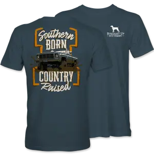 Southern Born Country Raised T-Shirt Vintage Mud Truck Graphic Tee Country Boy Off Road Truck Lover Southern Lifestyle Unisex Shirt