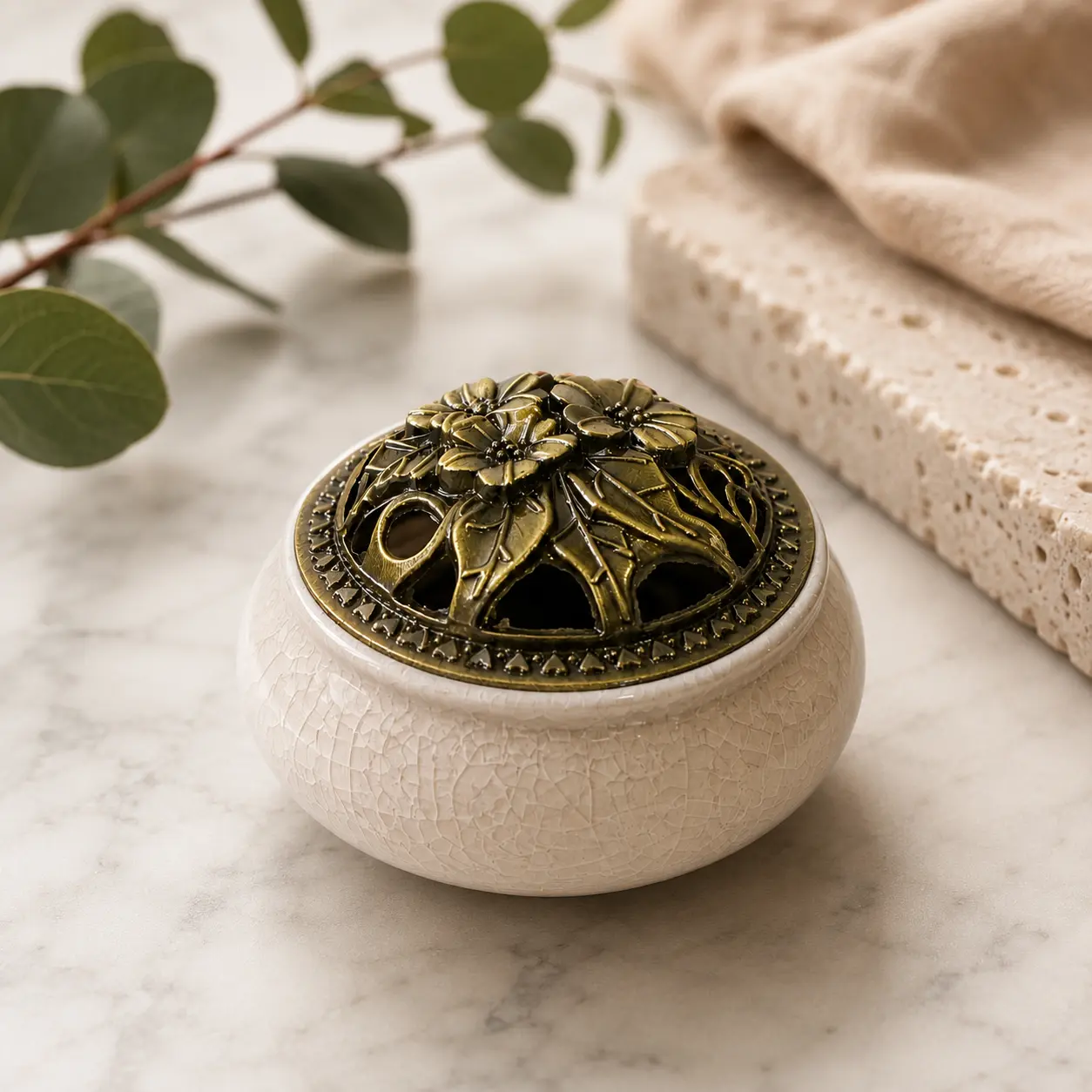 Ceramic Nature Incense Burner - Multi-Use Smudge Bowl for Home Fragrance