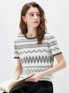 COMOBOCA Women's Fair Isle Geometric Stripe Knitting Wear - Lightweight & Soft