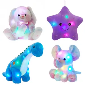 WEWILL 10in Easter Light-Up Musical Rainbow Lop-Eared Bunny Stuffed Animal - Adorable Design, Bunny Belly, Cartoon Rabbit, Cute Cartoon Style, Fluffy Fabric Stuffed Toy, Glowing Lullaby Bed Night Light for Toddler Kids, Adorable Design Stuffed Toys, Bunny