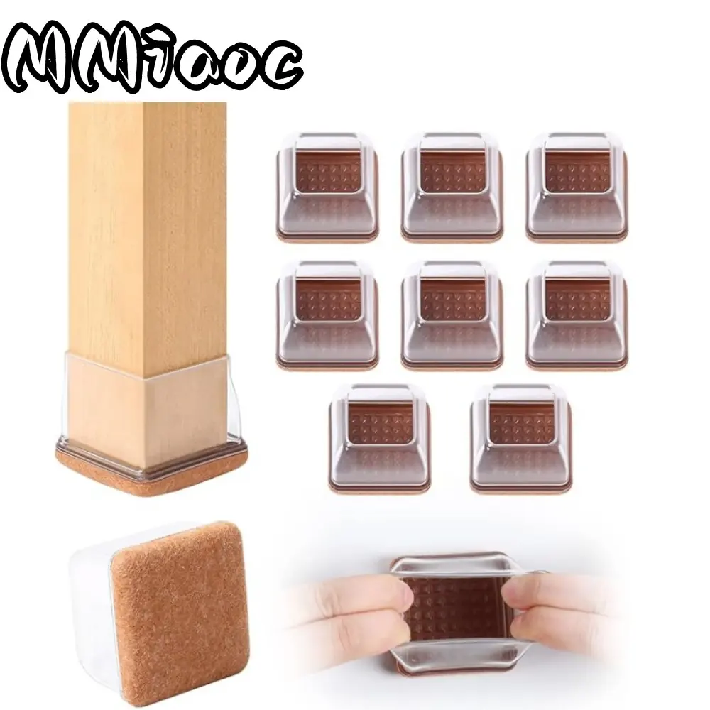 summerwins 8 Pcs Heavy-Duty Chair Leg Floor Protectors - Scratch-Proof Furniture Pads with Strong Adhesion Alternative, No-Glue Installation, XL Fit 1.5"-2" Transparent for Hardwood & Tile Floors, Chair/Stool Legs