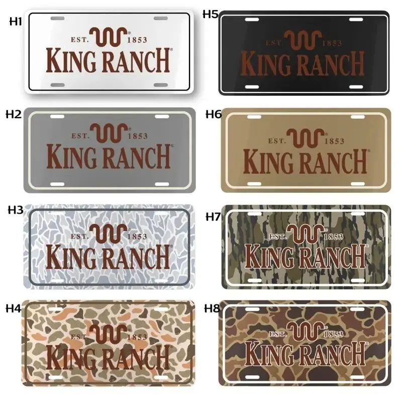 King Ranch Vintage Aluminum License Plate - Western Ranch Ford Truck Tag Decor, Camo & Classic Color Options, Car Exterior Accessory