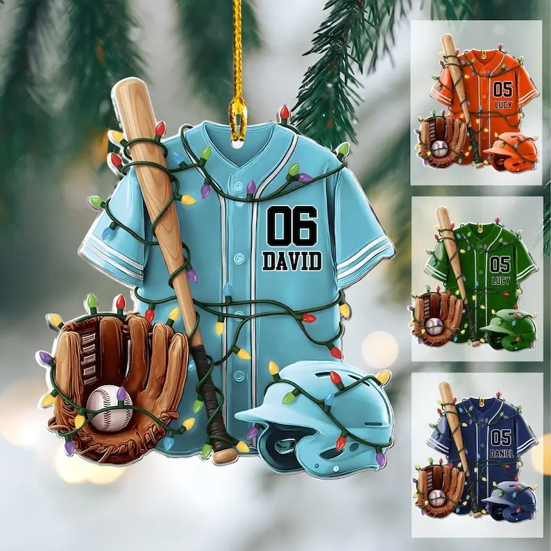 Personalized Baseball Ornament, Christmas Baseball Ornament, Ornament For Boy, Custom Baseball Player Holiday Gift, Gift For Baseball Lovers
